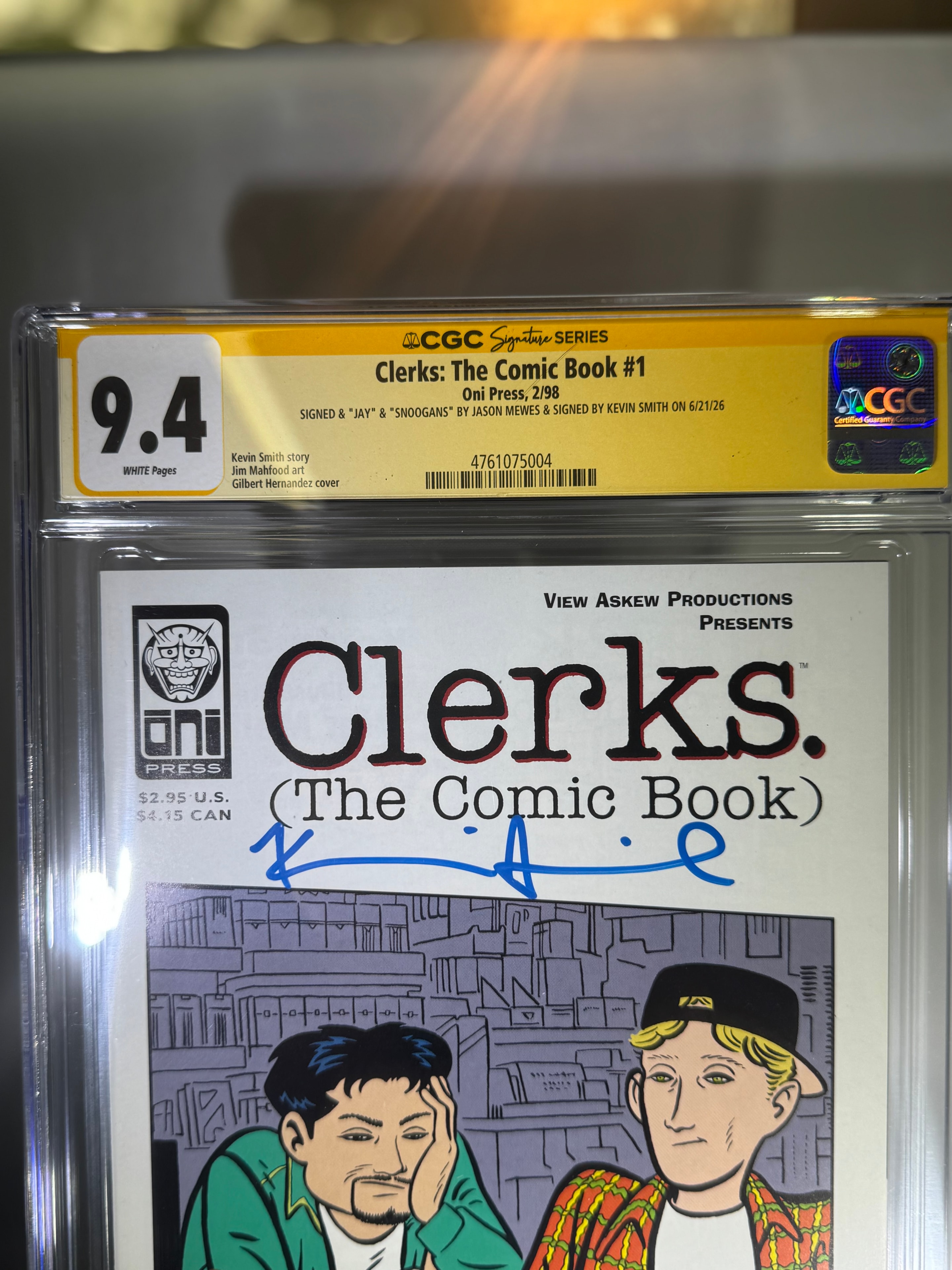 CGC 9.4 SS Clerks #1 — Kevin Smith & Jason Mewes Dual Signed